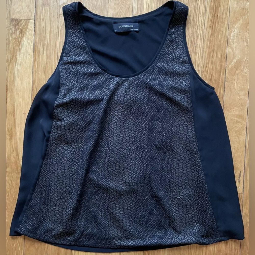 BOUNDARY black snake print sleeveless shirt top blouse xs extra small